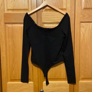 NA-KD black long sleeve bodysuit size large New